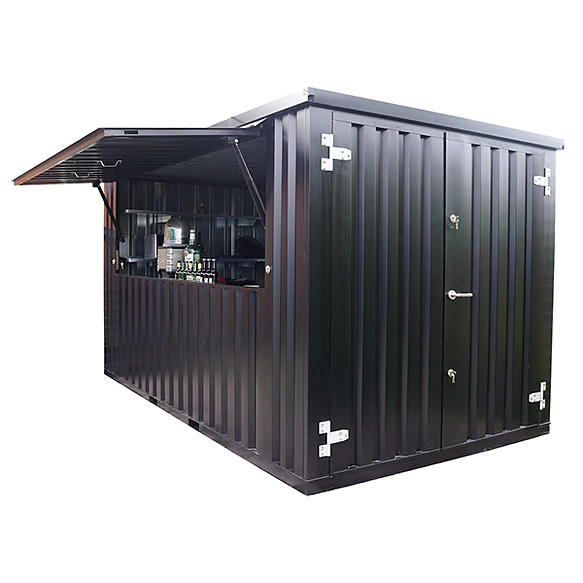 Container bar pliable 4 × 2 mètres – Noir RAL 9005