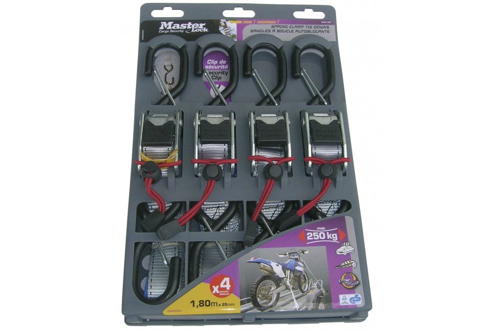 Lot de 4 sangles avec crochets porte moto